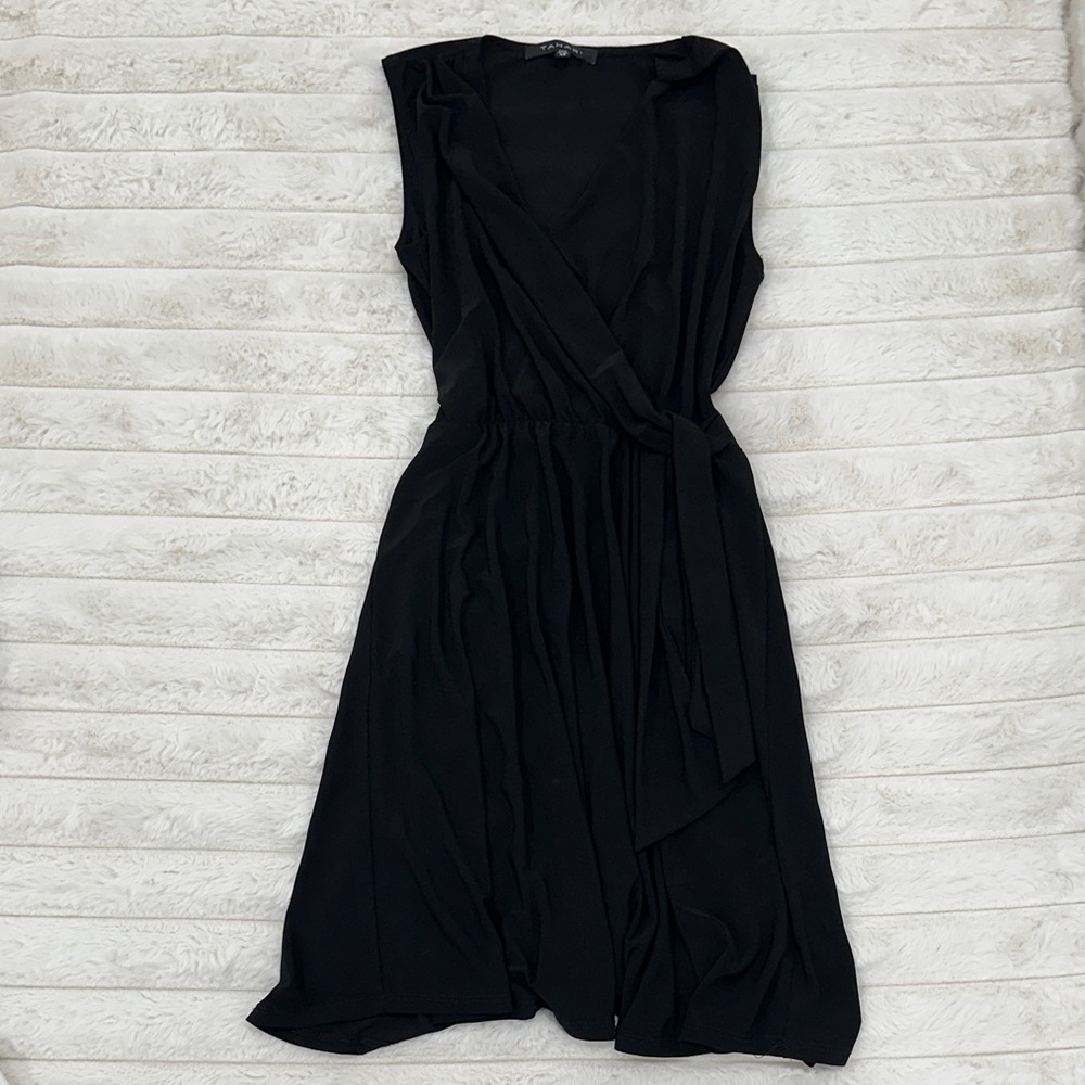 Tahari Black Asymmetrical Sleeveless Dress